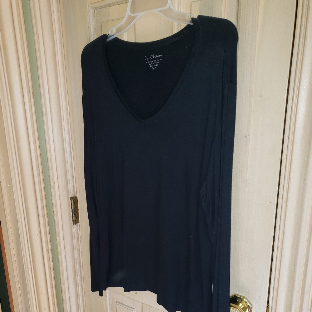 Misses sz L Chico's sz 3 long slv black shirt